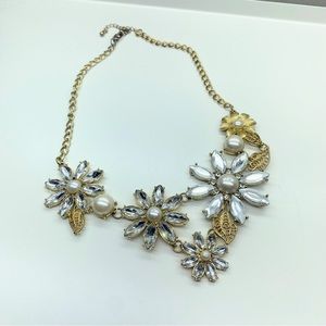 4/$20!! Floral statement necklace - gold silver and mirror